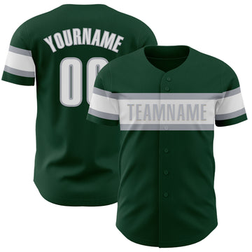 Custom Green White-Gray Authentic Baseball Jersey