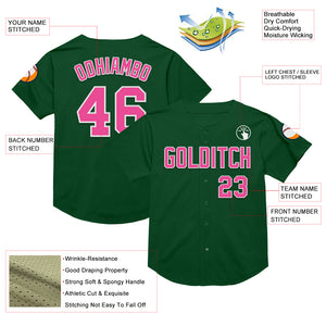 Custom Green Pink-White Mesh Authentic Throwback Baseball Jersey