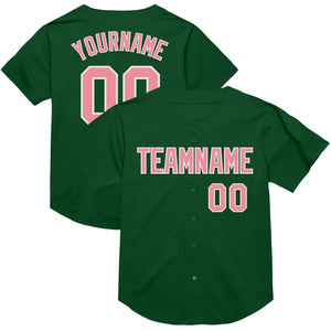 Custom Green Medium Pink-White Mesh Authentic Throwback Baseball Jersey