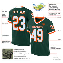 Laden Sie das Bild in den Galerie-Viewer, Custom Green White-Orange Mesh Authentic Throwback Football Jersey
