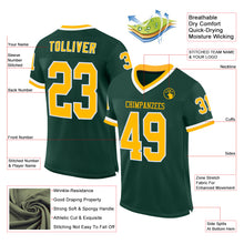 Загрузить изображение в средство просмотра галереи, Custom Green Gold-White Mesh Authentic Throwback Football Jersey
