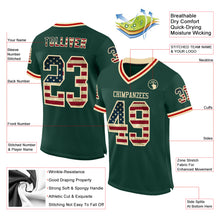 Загрузить изображение в средство просмотра галереи, Custom Green Vintage USA Flag Cream-Red Mesh Authentic Throwback Football Jersey
