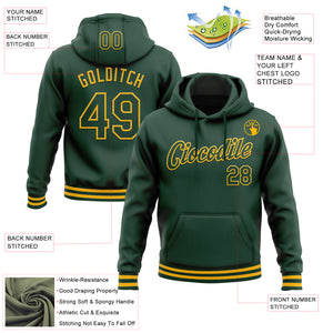 Custom Stitched Green Gold Sports Pullover Sweatshirt Hoodie