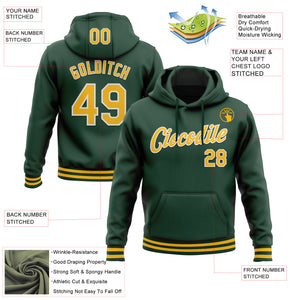 Custom Stitched Green Gold-White Sports Pullover Sweatshirt Hoodie