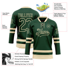 Загрузить изображение в средство просмотра галереи, Custom Green Cream Hockey Lace Neck Jersey
