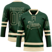 Загрузить изображение в средство просмотра галереи, Custom Green Cream Hockey Lace Neck Jersey
