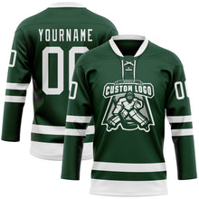 Загрузить изображение в средство просмотра галереи, Custom Green White Hockey Lace Neck Jersey
