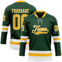 Загрузить изображение в средство просмотра галереи, Custom Green Gold-White Hockey Lace Neck Jersey
