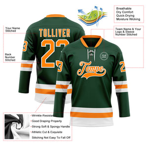 Custom Green Bay Orange-White Hockey Lace Neck Jersey