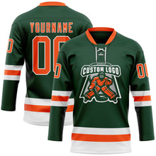 Загрузить изображение в средство просмотра галереи, Custom Green Orange-White Hockey Lace Neck Jersey
