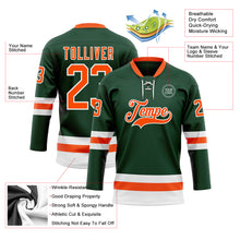 Загрузить изображение в средство просмотра галереи, Custom Green Orange-White Hockey Lace Neck Jersey
