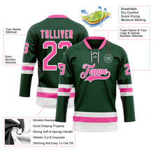 Загрузить изображение в средство просмотра галереи, Custom Green Pink-White Hockey Lace Neck Jersey
