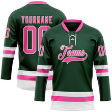 Загрузить изображение в средство просмотра галереи, Custom Green Pink-White Hockey Lace Neck Jersey
