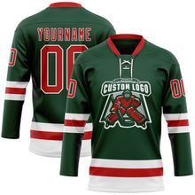 Загрузить изображение в средство просмотра галереи, Custom Green Red-White Hockey Lace Neck Jersey
