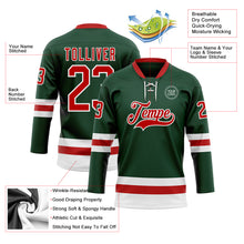 Загрузить изображение в средство просмотра галереи, Custom Green Red-White Hockey Lace Neck Jersey
