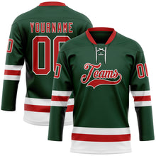 Загрузить изображение в средство просмотра галереи, Custom Green Red-White Hockey Lace Neck Jersey
