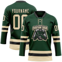 Загрузить изображение в средство просмотра галереи, Custom Green Cream-Black Hockey Lace Neck Jersey
