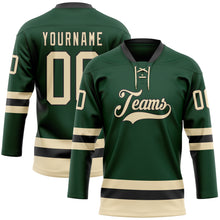 Загрузить изображение в средство просмотра галереи, Custom Green Cream-Black Hockey Lace Neck Jersey
