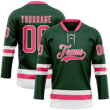 Загрузить изображение в средство просмотра галереи, Custom Green Neon Pink-White Hockey Lace Neck Jersey
