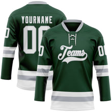 Загрузить изображение в средство просмотра галереи, Custom Green White-Gray Hockey Lace Neck Jersey
