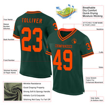 Load image into Gallery viewer, Custom Green Orange-Black Mesh Authentic Throwback Football Jersey
