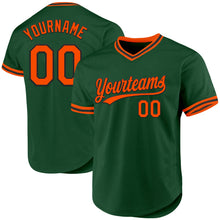 Load image into Gallery viewer, Custom Green Orange-Black Authentic Throwback Baseball Jersey
