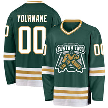 Загрузить изображение в средство просмотра галереи, Custom Green White-Old Gold Hockey Jersey
