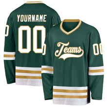 Загрузить изображение в средство просмотра галереи, Custom Green White-Old Gold Hockey Jersey
