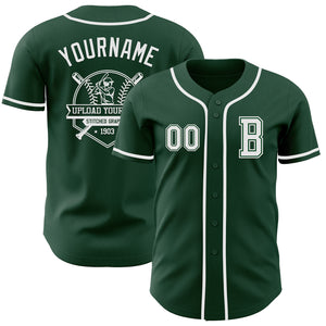 Custom Green White Authentic Baseball Jersey