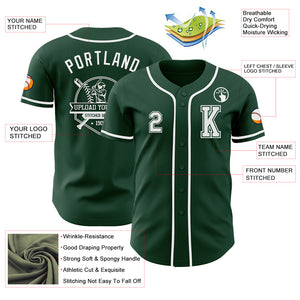 Custom Green White Authentic Baseball Jersey