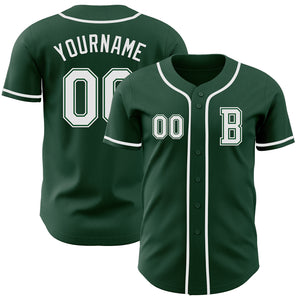 Custom Green White Authentic Baseball Jersey