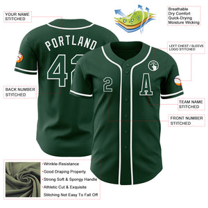 Custom Green White Authentic Baseball Jersey