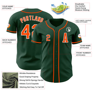 Custom Green Orange-White Authentic Baseball Jersey