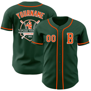 Custom Green Orange-White Authentic Baseball Jersey