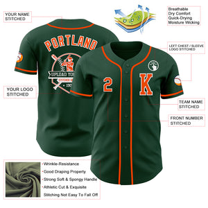 Custom Green Orange-White Authentic Baseball Jersey