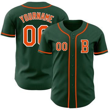 Custom Green Orange-White Authentic Baseball Jersey