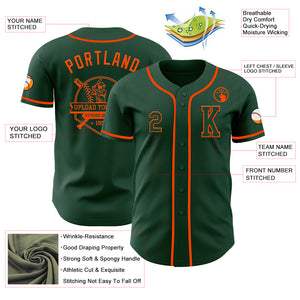 Custom Green Orange Authentic Baseball Jersey