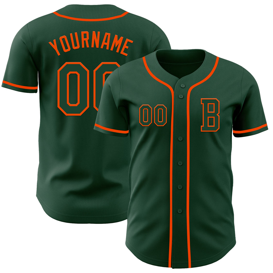 Custom Green Orange Authentic Baseball Jersey