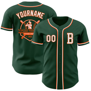 Custom Green White-Orange Authentic Baseball Jersey