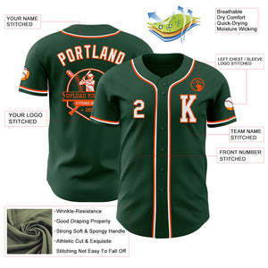 Custom Green White-Orange Authentic Baseball Jersey