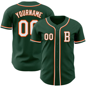 Custom Green White-Orange Authentic Baseball Jersey