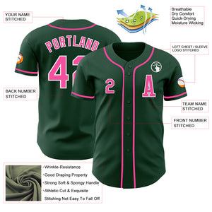 Custom Green Pink-White Authentic Baseball Jersey