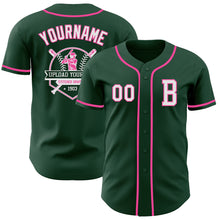 Загрузить изображение в средство просмотра галереи, Custom Green White-Pink Authentic Baseball Jersey
