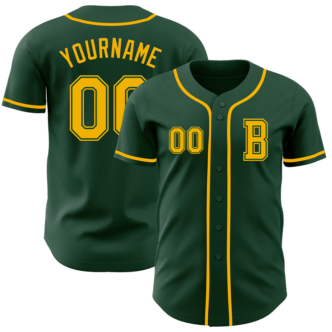 Custom Green Gold Authentic Baseball Jersey