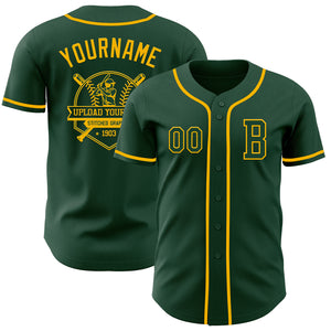 Custom Green Gold Authentic Baseball Jersey