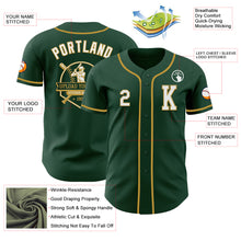 Load image into Gallery viewer, Custom Green White-Old Gold Authentic Baseball Jersey
