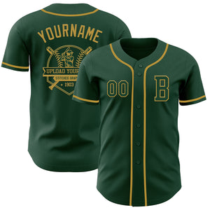 Custom Green Old Gold Authentic Baseball Jersey