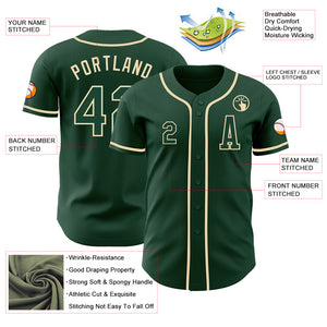 Custom Green Cream Authentic Baseball Jersey