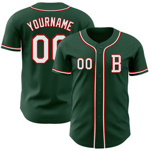 Custom Green White-Red Authentic Baseball Jersey