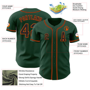 Custom Green Black-Orange Authentic Baseball Jersey